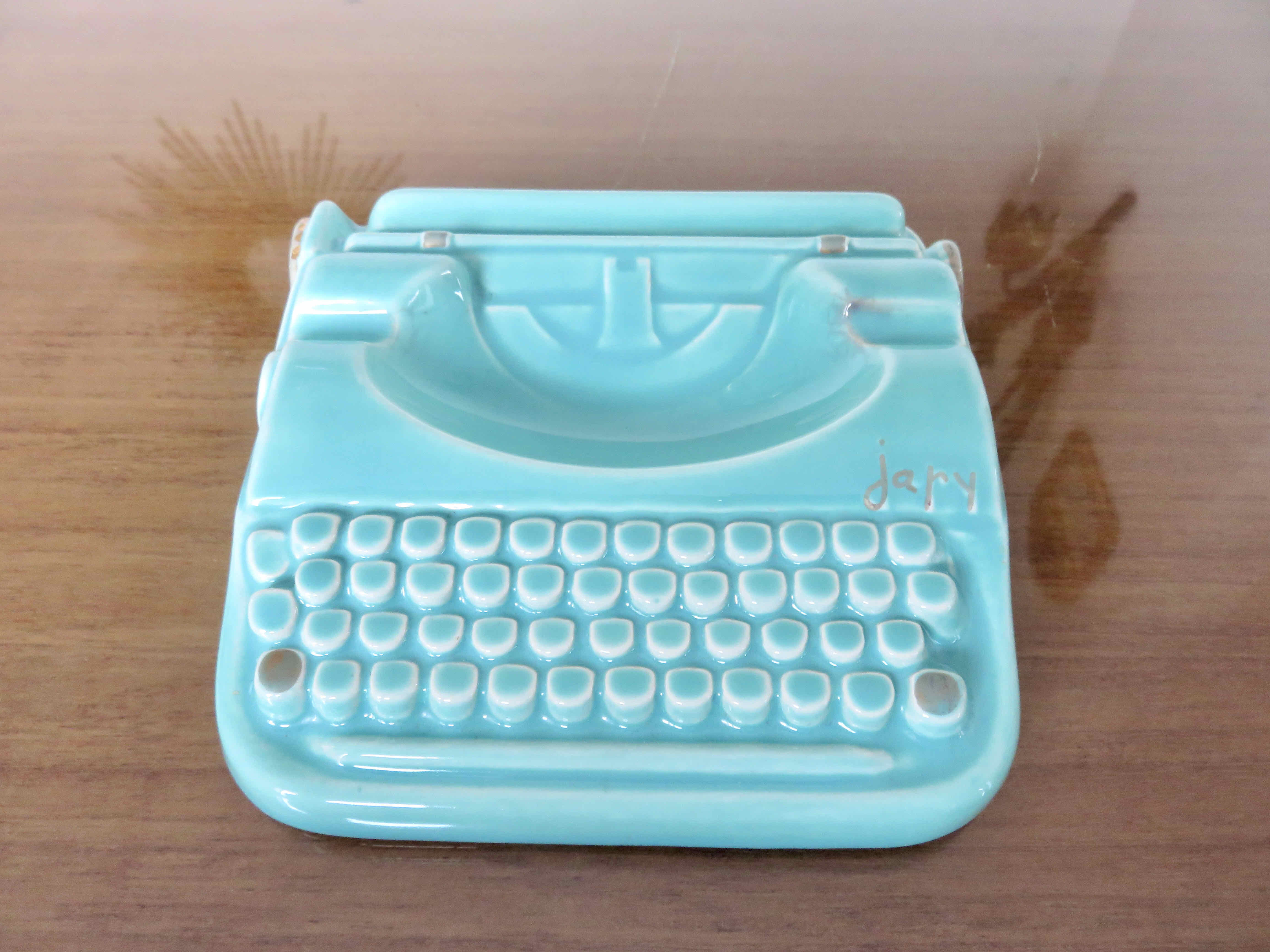 Ashtray japy machinę to write ceramic 50s 60s