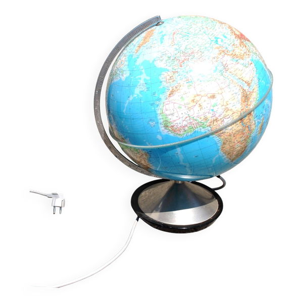 Lampe Globe terrestre vintage plastique fonte HERCULE par Stauffacher Italy