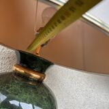 Ceramic Table Lamp with White Shade and Green Marble Effect Base