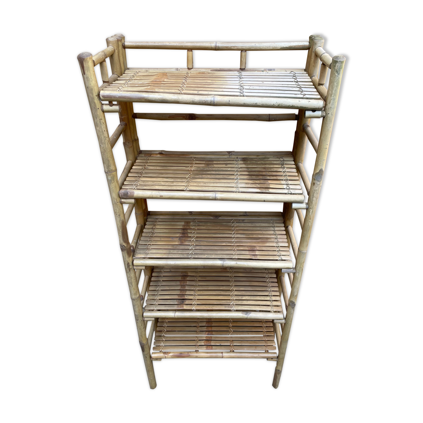 Foldable vintage bamboo bookcase