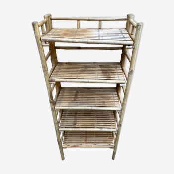 Foldable vintage bamboo bookcase