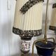 Antique Florentine Table Lamp Italian Blue Porcelain Ceramic
