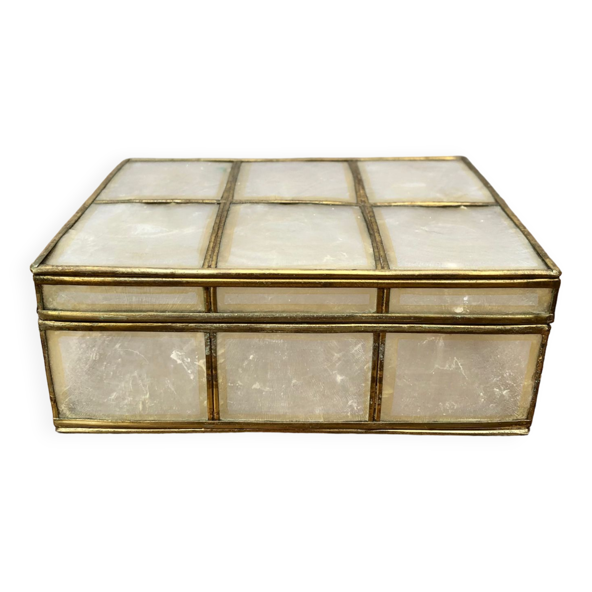 Mother-of-pearl and brass box