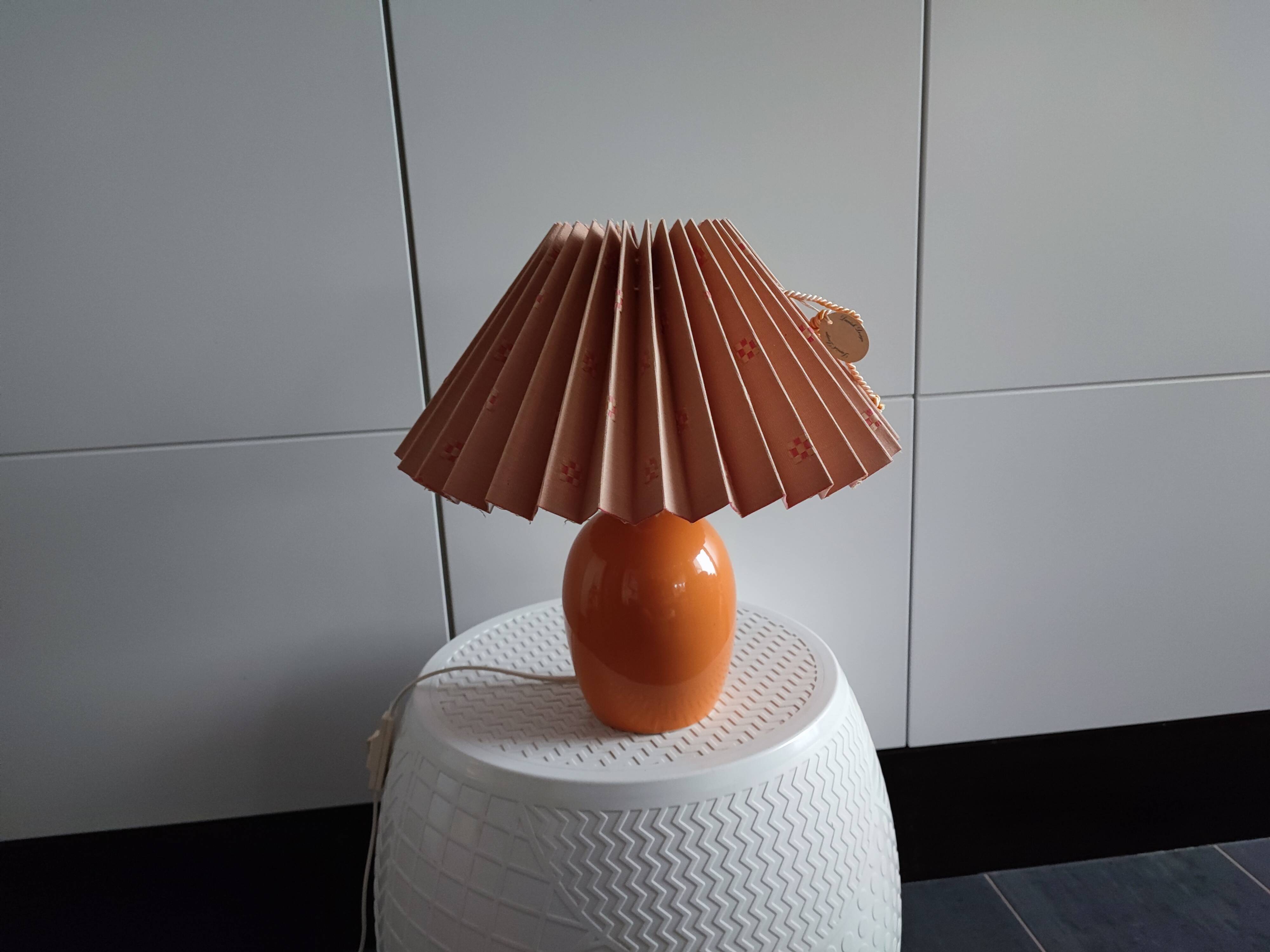 Danish ceramic and fabric bedside lamp by Lene Bjerre