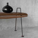 Stool with minimalist wood and metal slats