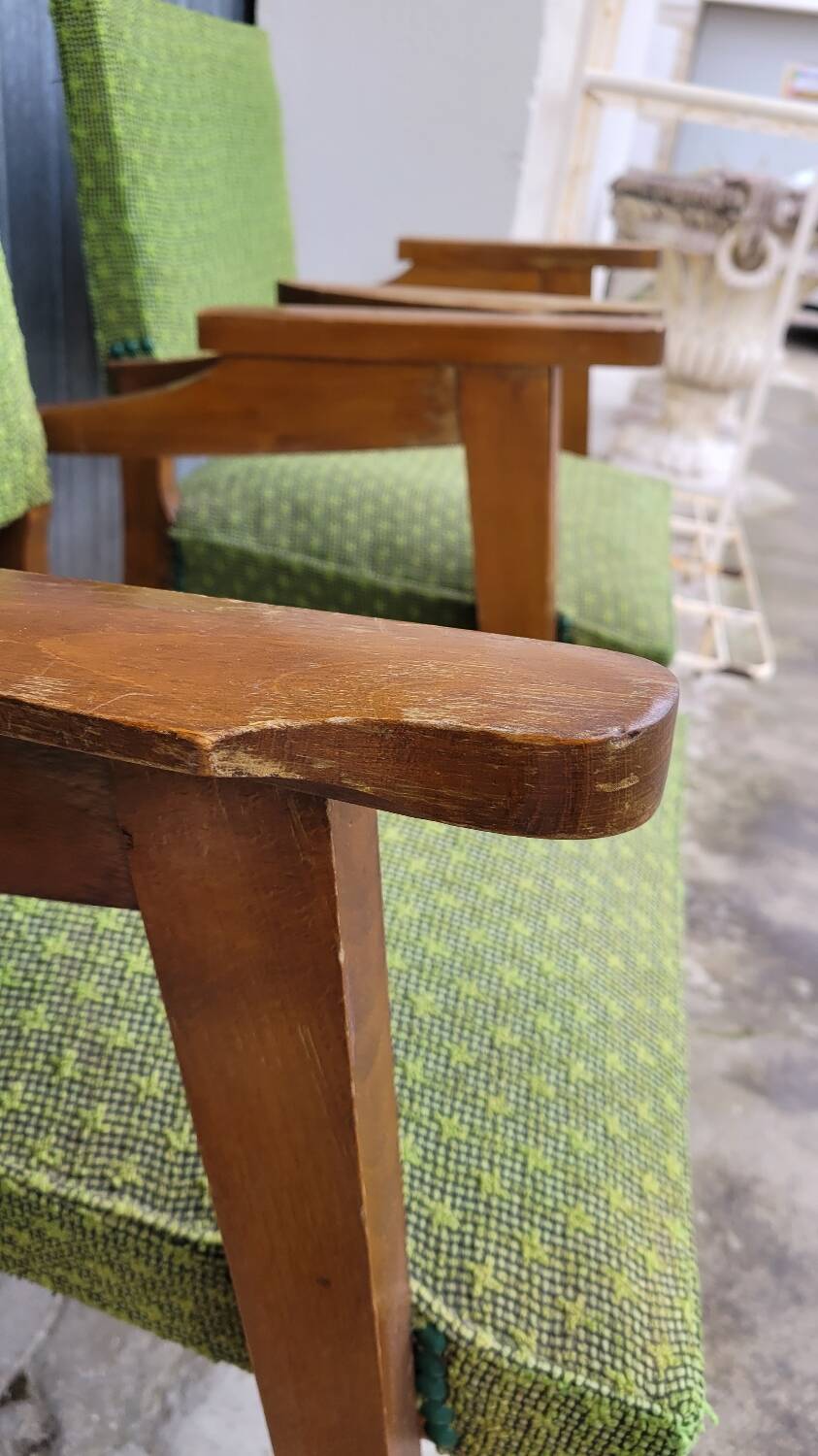 Pair of vintage bridge armchairs 1950s designer compass feet