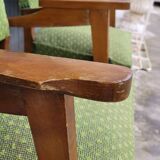 Paire de fauteuils bridge vintage 1950s pieds compas design