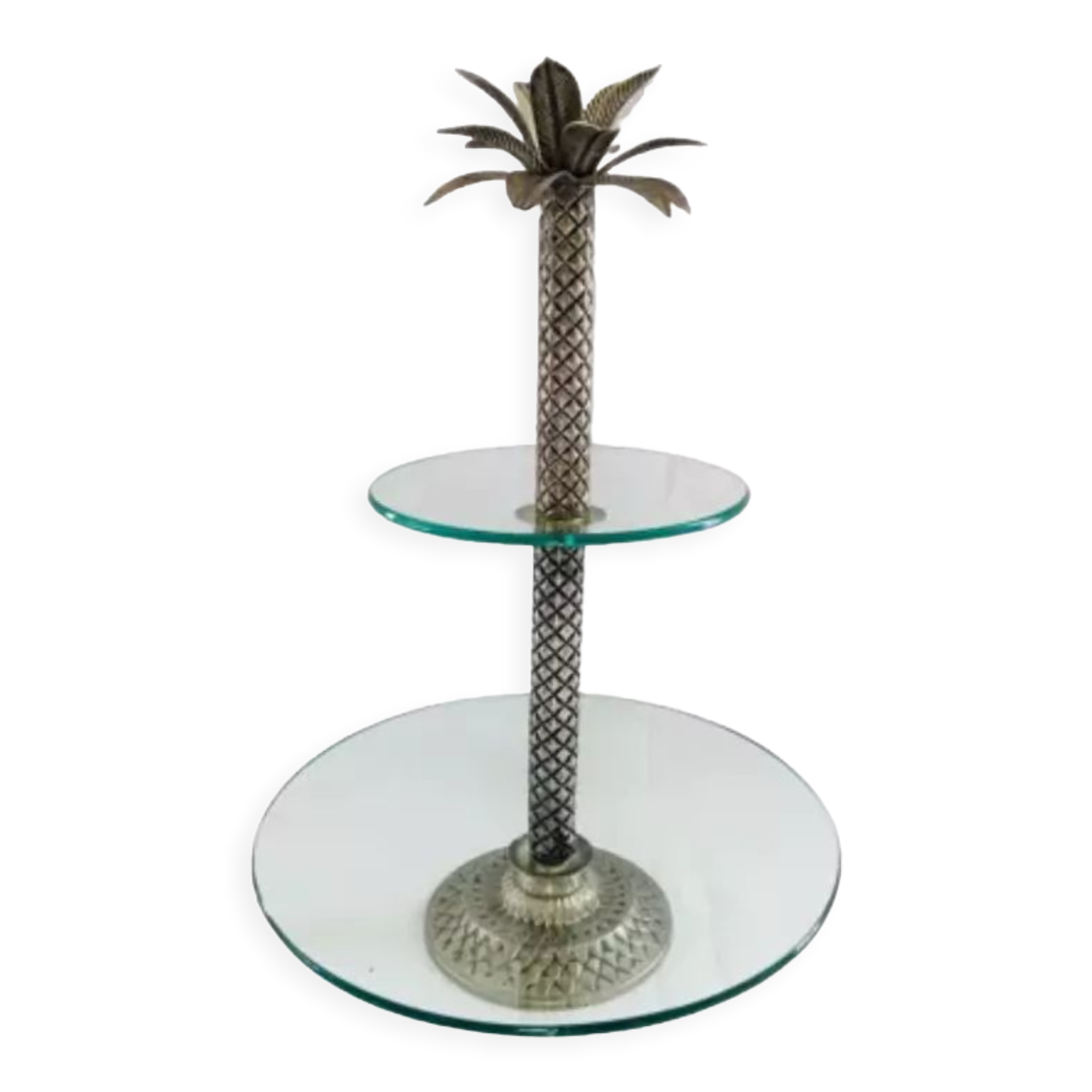 Servant in glass and silver metal palm tree