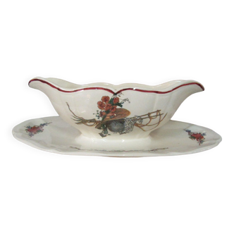 Sarreguemines earthenware gravy boat - OBERNAI