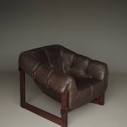 Rare pair of model MP-91 leather lounge chairs by Percival Lafer
