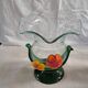 Vintage corolla vase in blown glass with applied flowers – Mura style