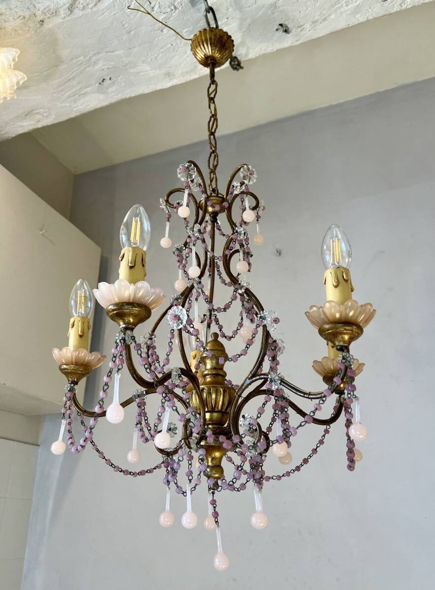 Lustre italien opaline rose