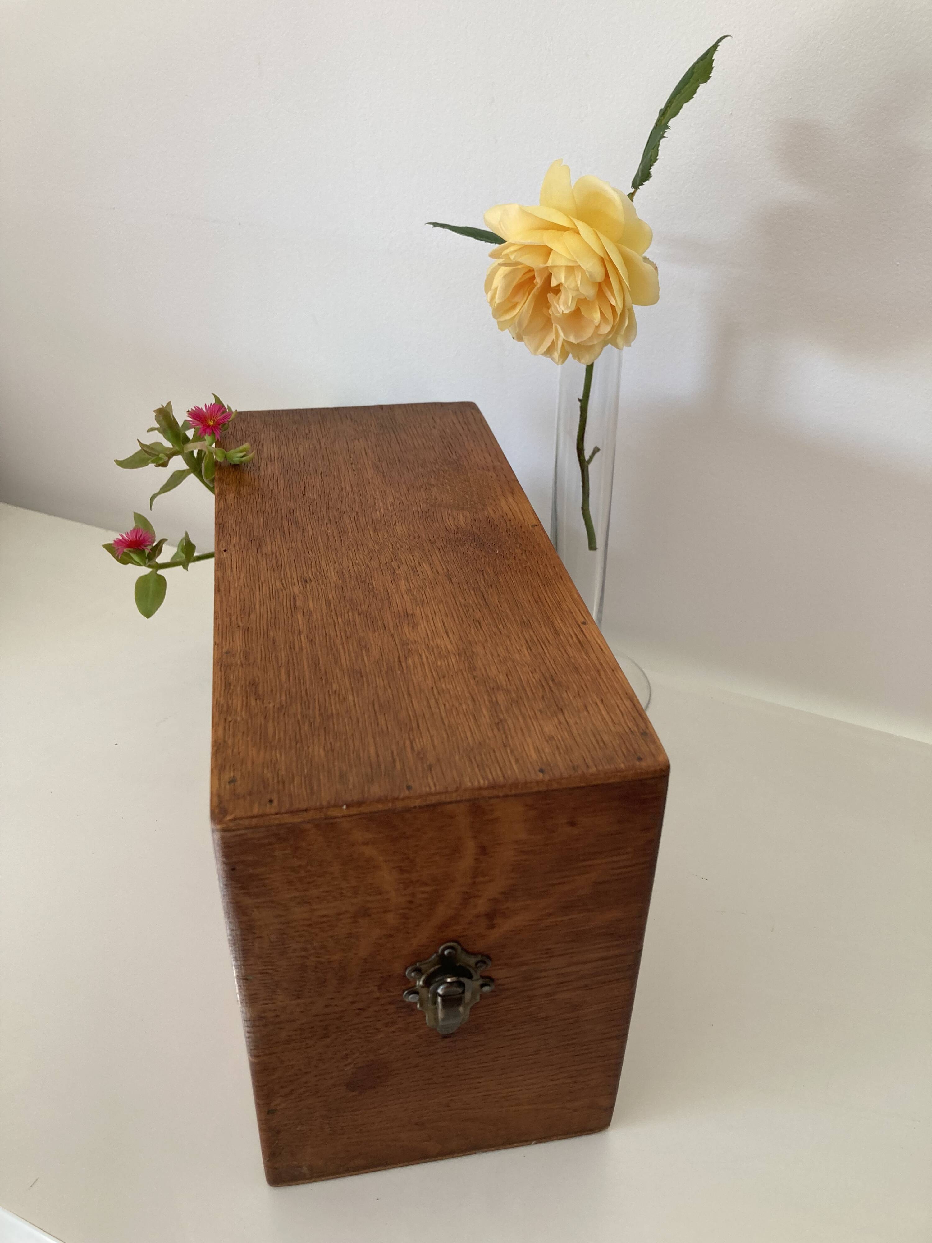 Vintage wooden index card box