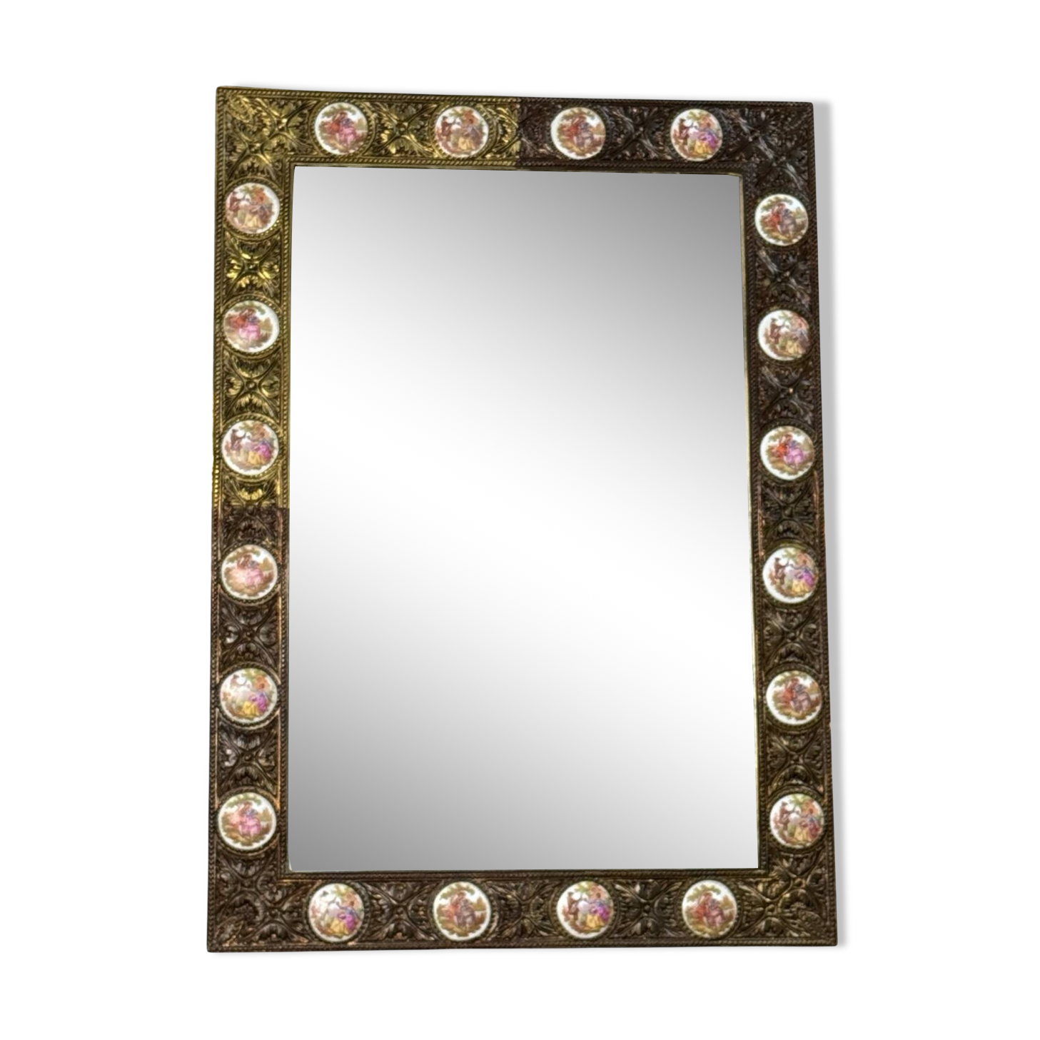 Bronze and Porcelain Mirror from Paris, 1950s