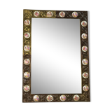 Miroir en Bronze et Porcelaine de Paris années 50