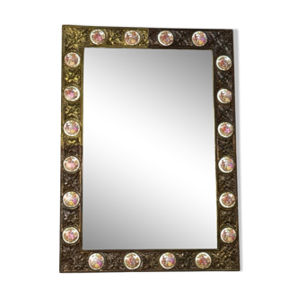 Bronze and Porcelain Mirror from Paris, 1950s