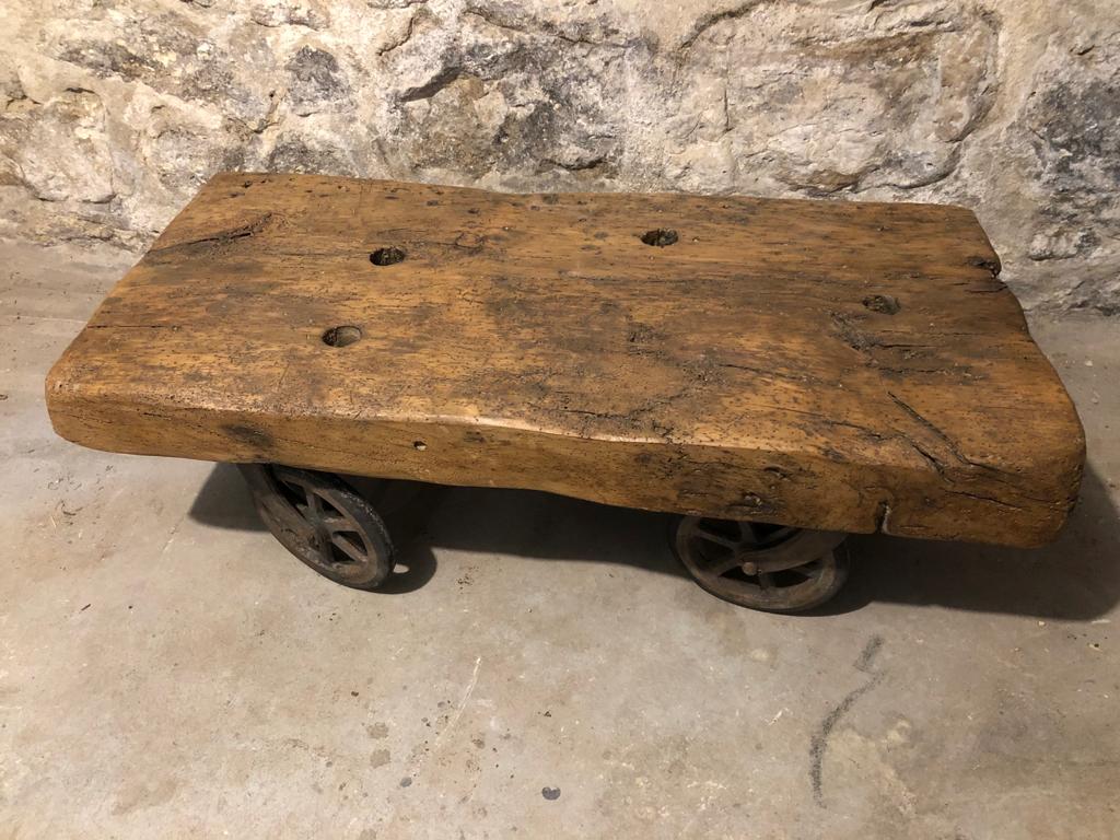 Metal wood industrial coffee table