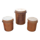 3 Old Grease Pots with Lids in Brown Glazed Stoneware