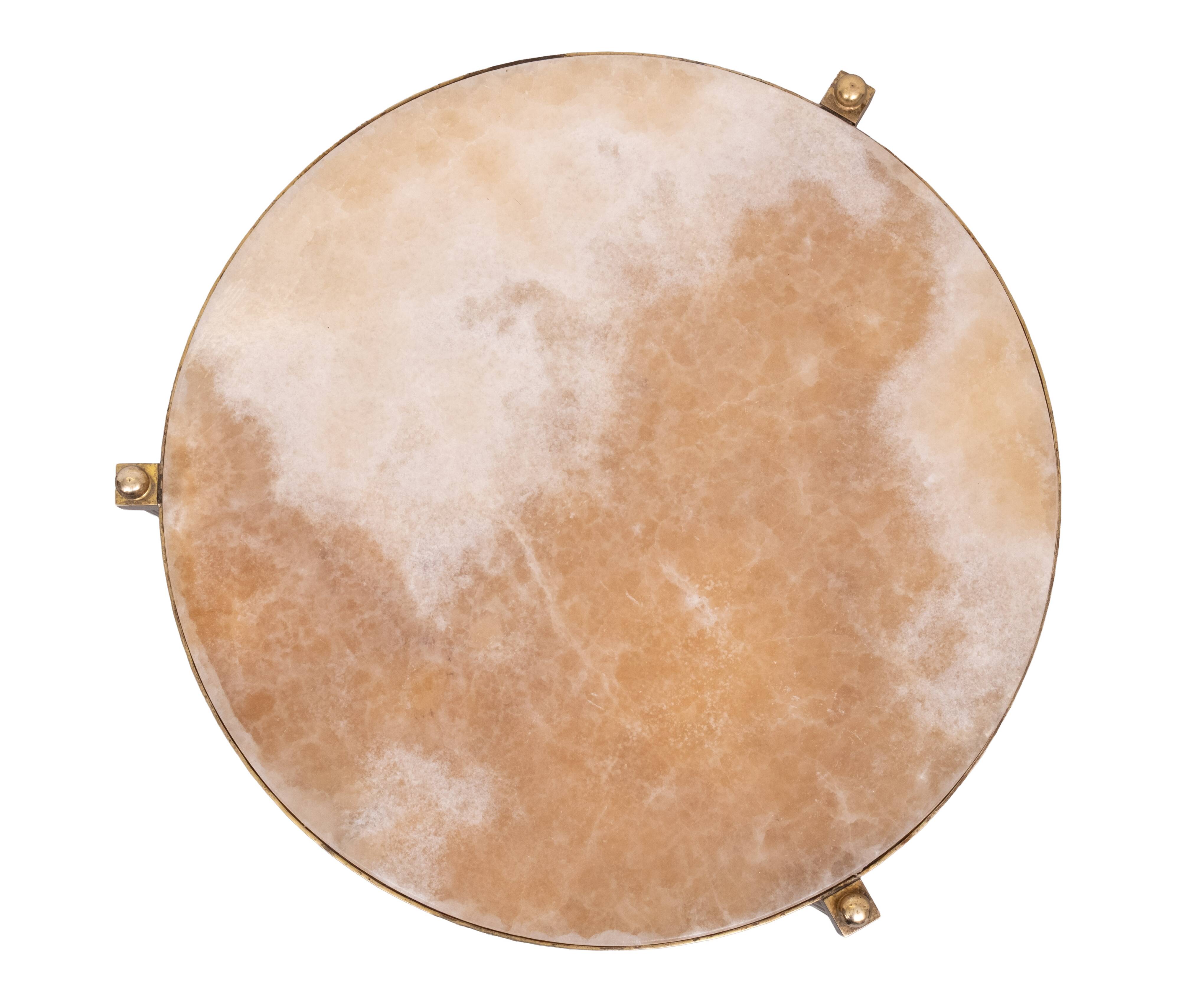 Hollywood Recency Nesting Tables Brass Onyx Marble France