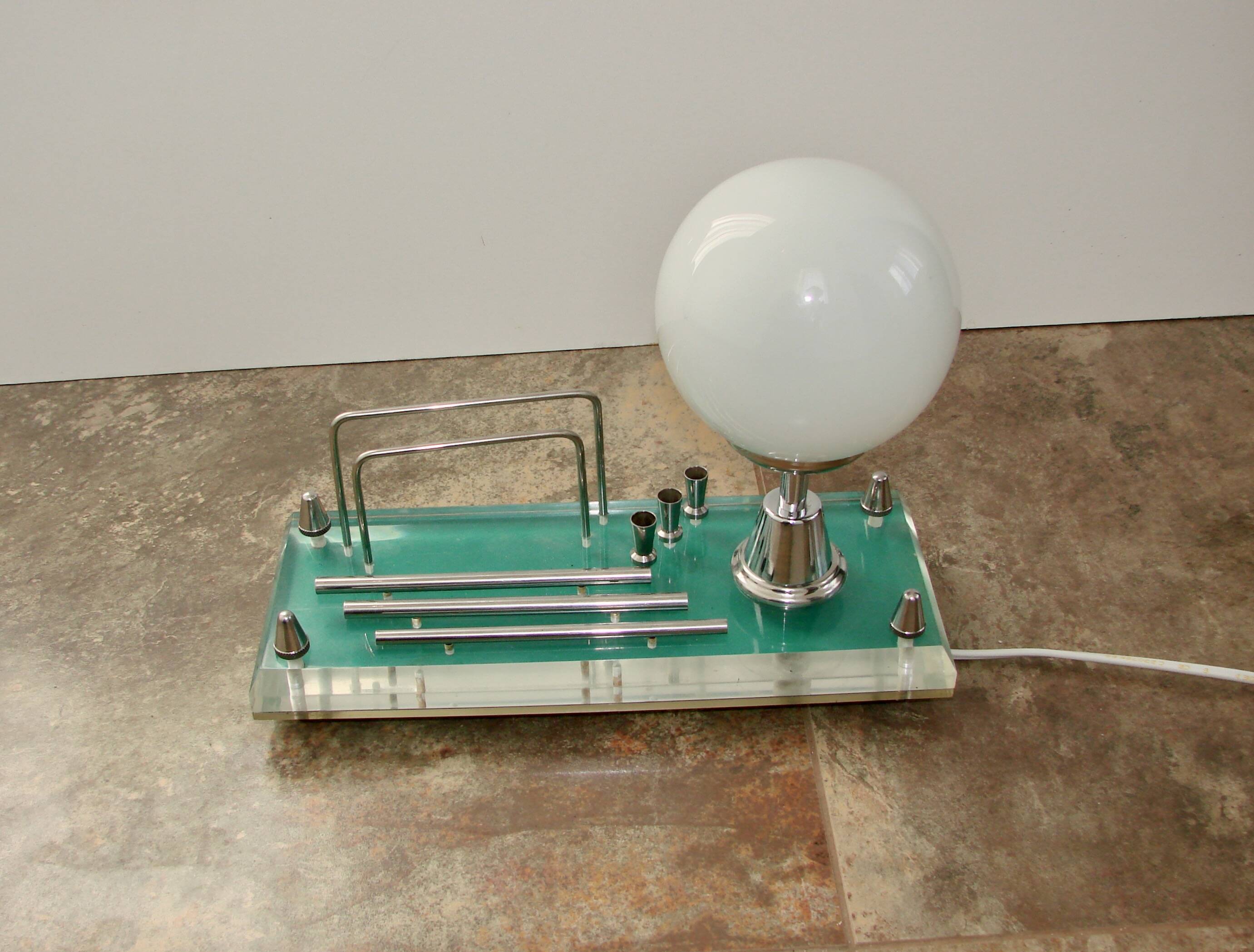 1970s lamp with storage compartment | Acrylic, metal, glass | E14 | Vintage