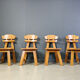 Vintage Dutch brutalist oak dining chairs, 1960s