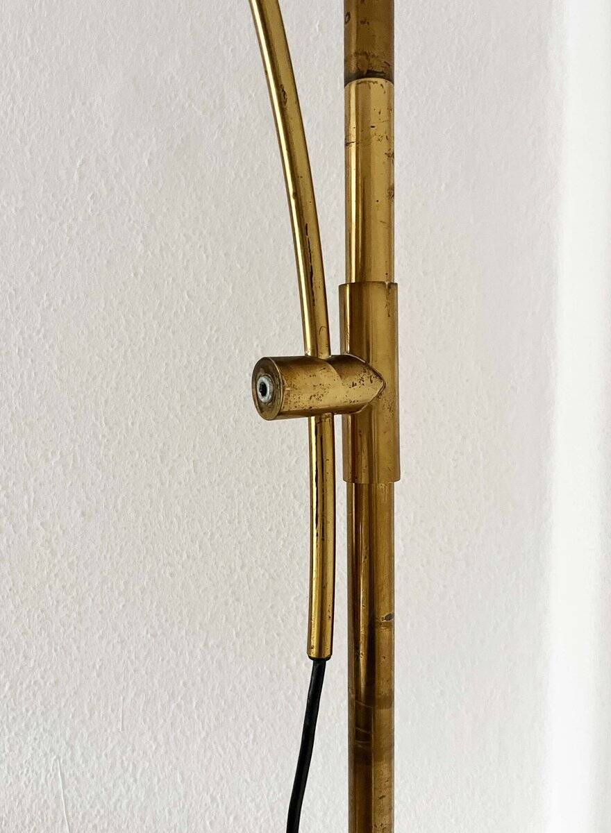 German Postmodern Vintage Brass Arc Floor Lamp with Clamp Rod attributed to Florian Schulz, 1970s