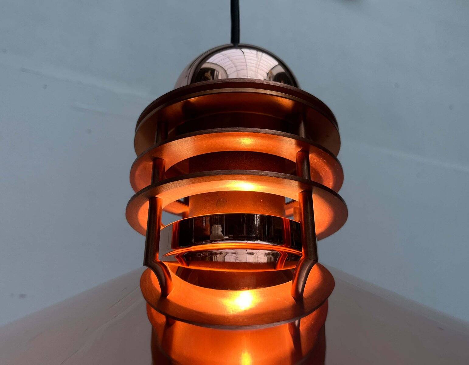 Vintage Copper Pendant Lamp Nyhavn by Alfred Homann and Ole V. Kjær for Louis Poulsen, 1980s