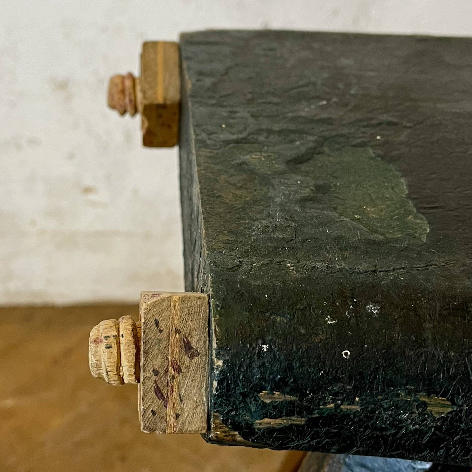 Constructivist wooden stool, folk art.