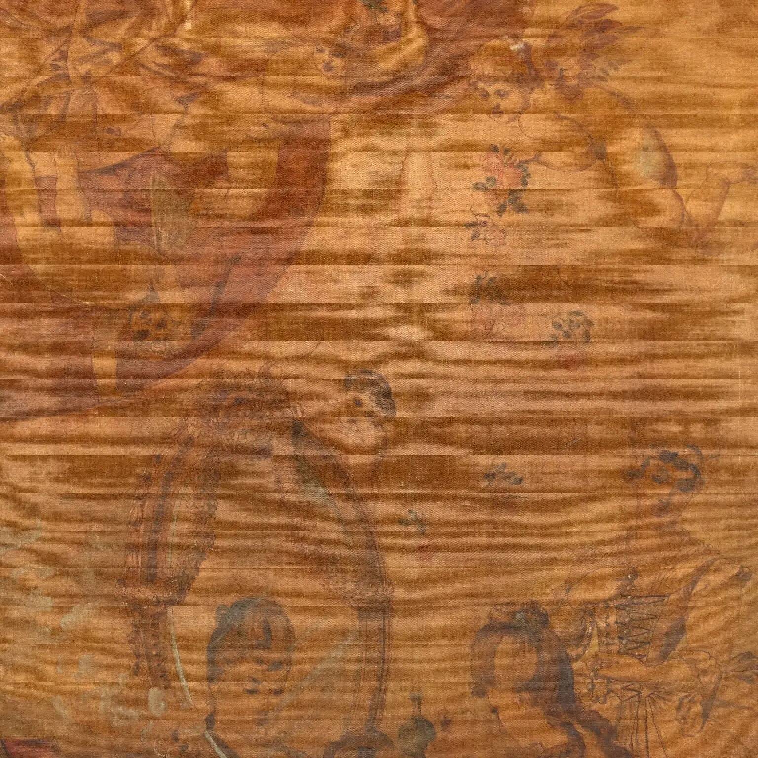 Tapisserie ancienne sur toile « Lecture de la lettre » XIXème s.