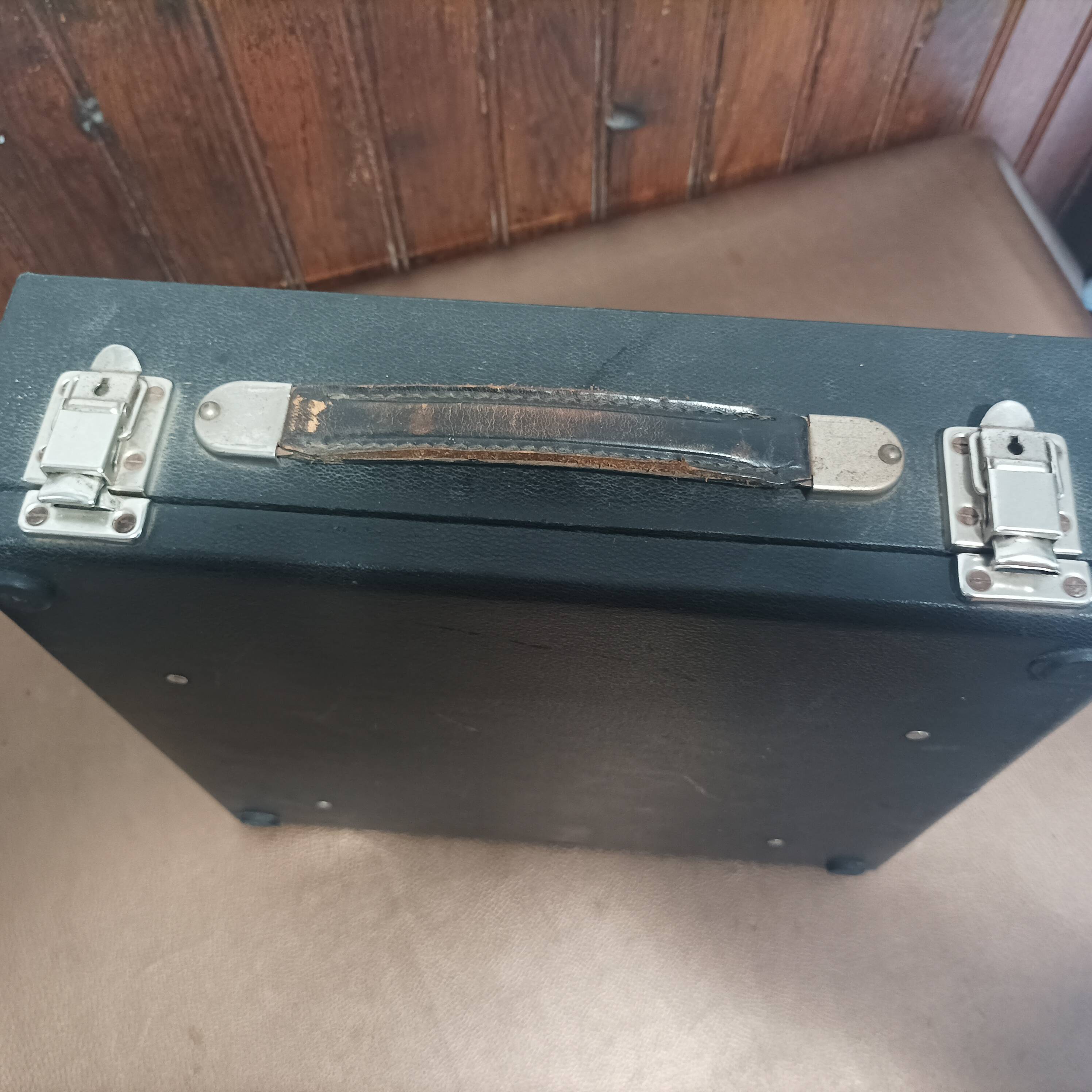 Japy portable typewriter, shiny black metal, 1950s