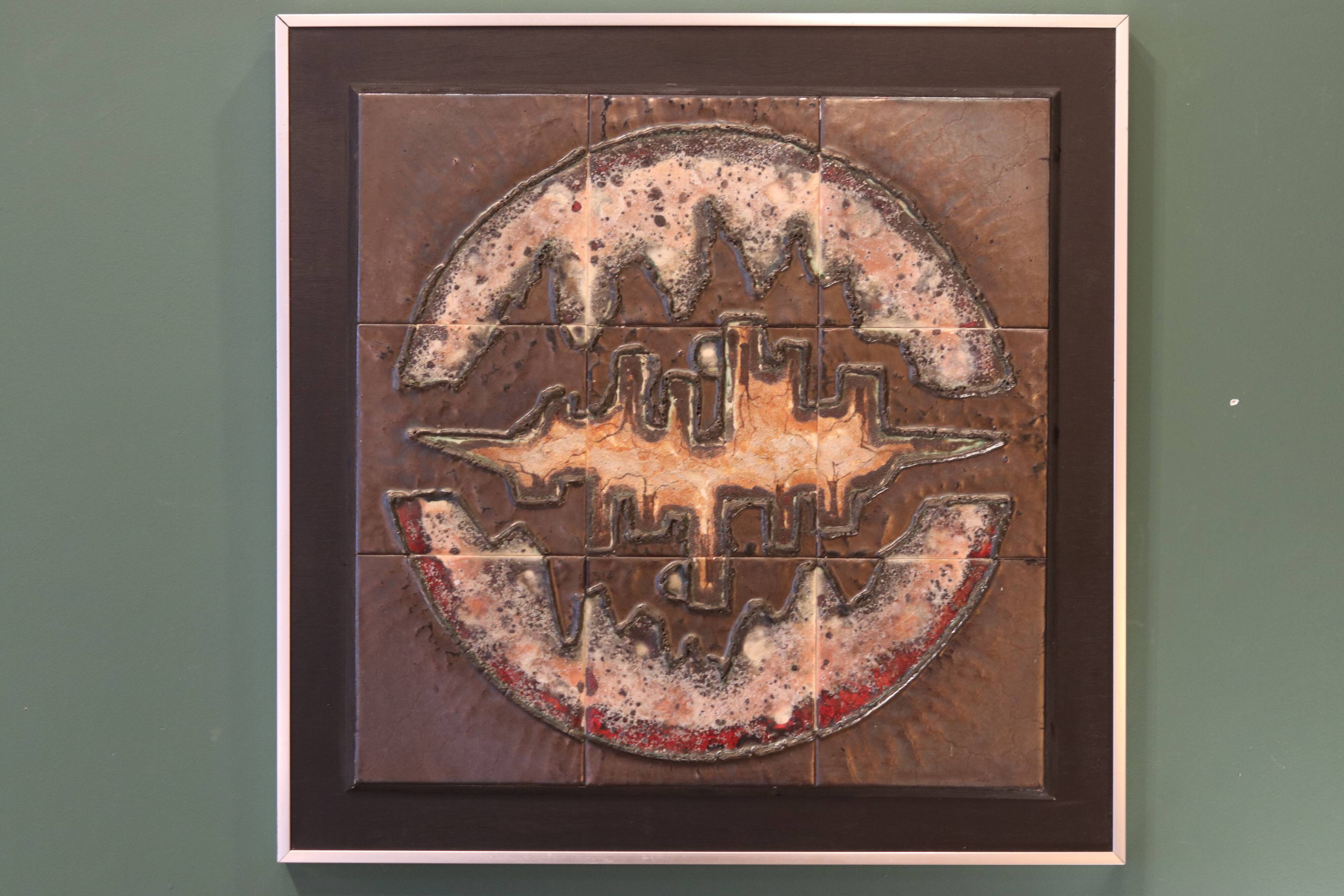 Brutalist ceramic wall decoration from the 1970s.