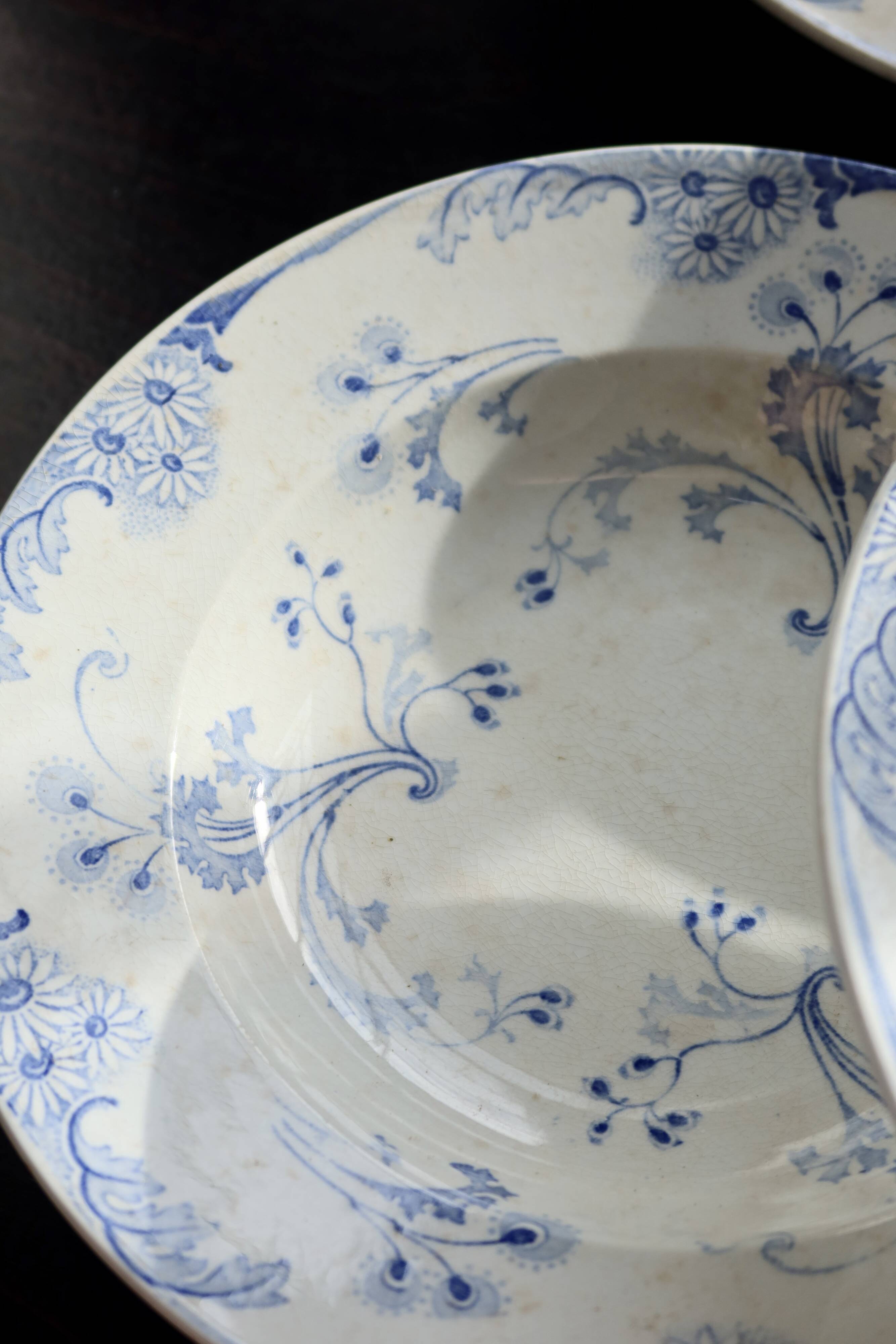6 vintage Lunéville ironstone soup plates - Marie-Louise pattern