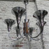Art Deco hanging lamp with 6 chromed vials