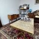 Table basse vintage en marbre et bronze