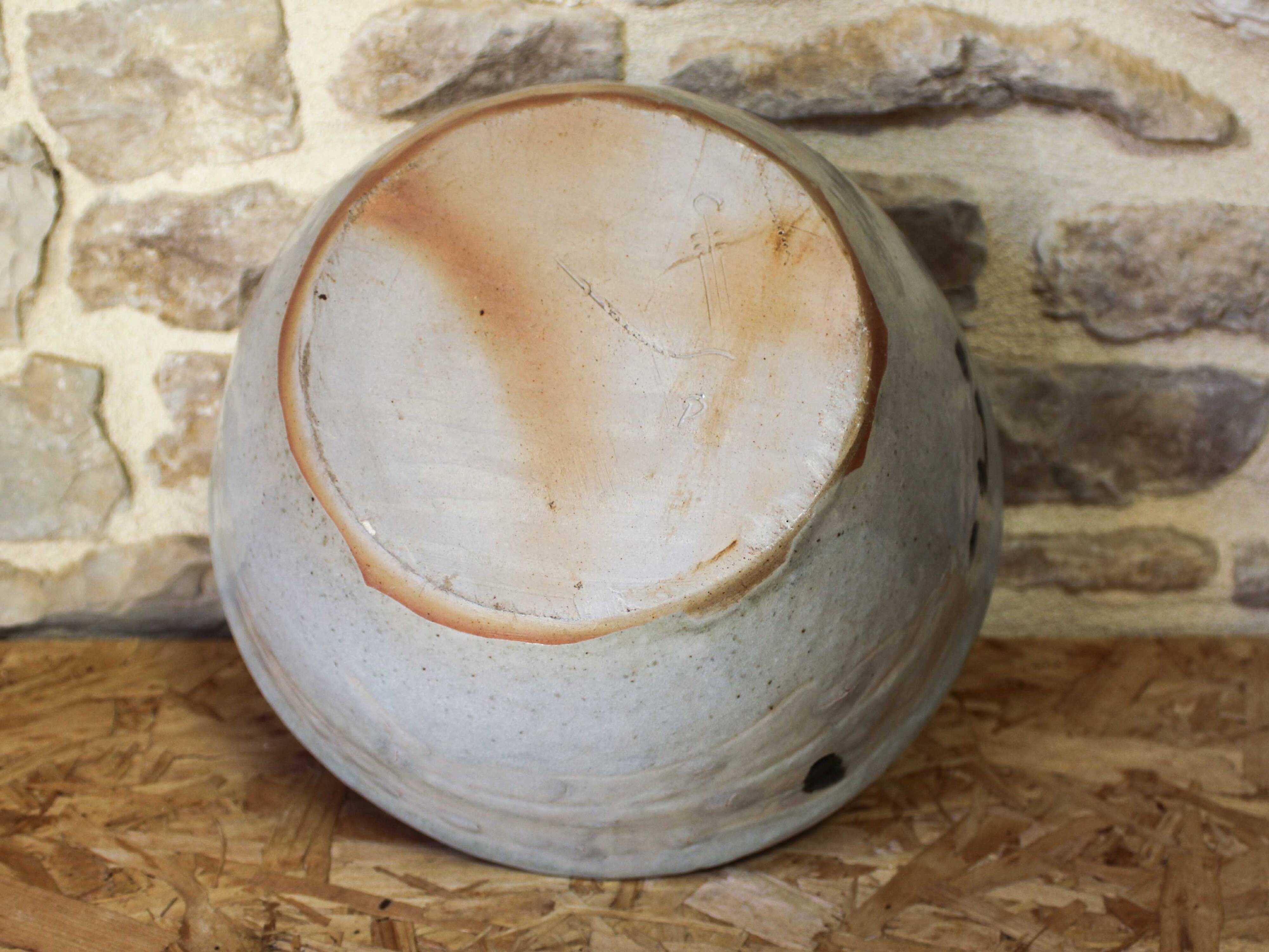 Signed glazed ceramic salad bowl