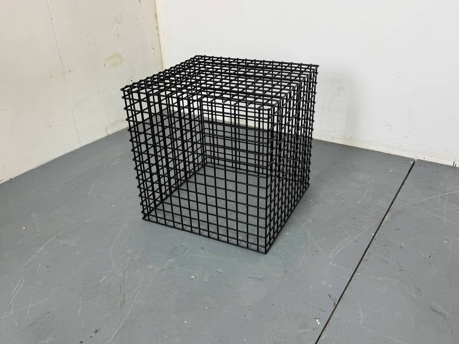 Modernist Steel Cubist Side Table, 1980s