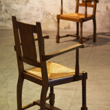 Set of six chairs and two brutalist armchairs mid-century 1950'