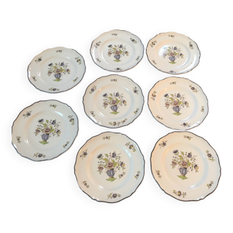 Lot de 8 assiettes plates Vieux Delft Saint Amand