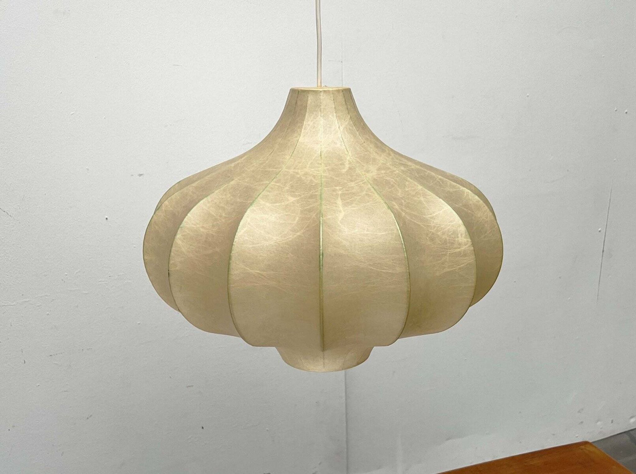 Modern mid-century Cocoon pendant lamp by Friedel Wauer for Goldkant Leuchten, Germany, 1960s.