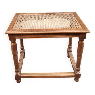 Banquette en bois et cannage