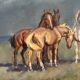 Original Swedish Oil on Canvas – “Horses” – Signed – Vintage & Framed – 59.5 × 49.5 cm