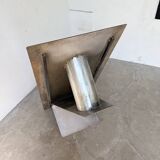 Handcrafted metal coffee table from the 1970s