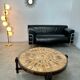 Old vintage leather and tubular metal sofa, design 70s