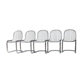 Series of 5 chrome chairs design 70's