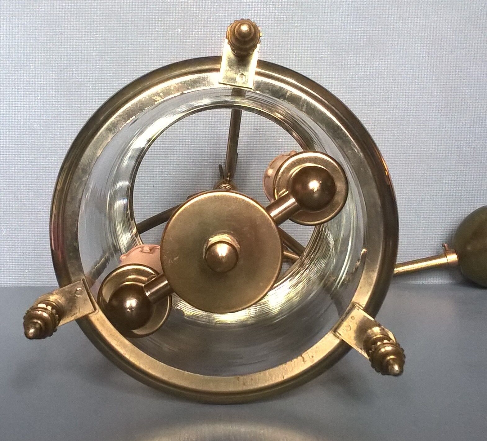 Lantern cage two lights translucent cylindrical glass and three-foot brass - classic style