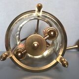 Lantern cage two lights translucent cylindrical glass and three-foot brass - classic style