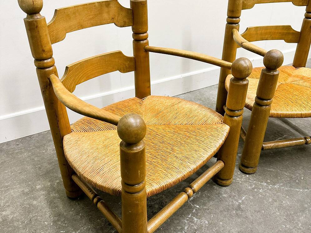 Pair of Charles Dudouyt low rushed easy armchairs, 1940s.