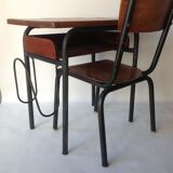 Old wooden school desk and chair