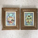 Pair of Persian Khatam paintings
