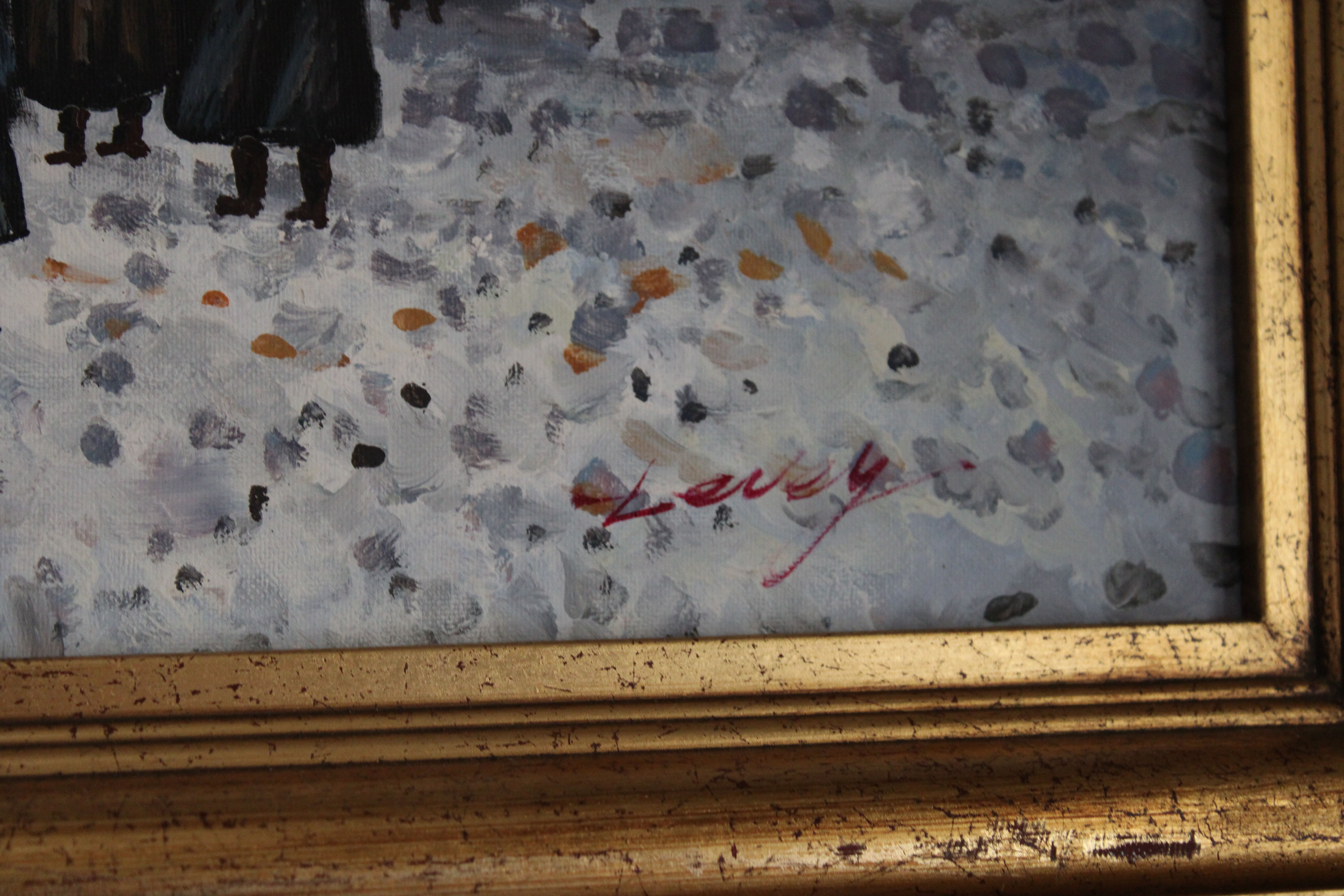 Painting signed the Moulin Rouge under the snow